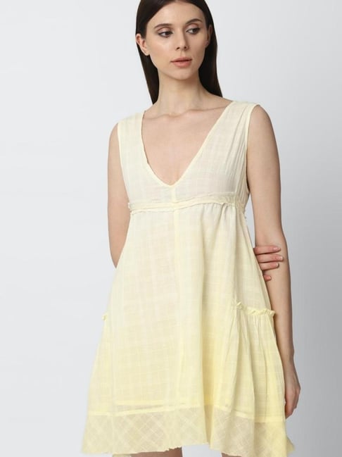 Forever 21 Yellow Regular Fit A Line Dress Price in India