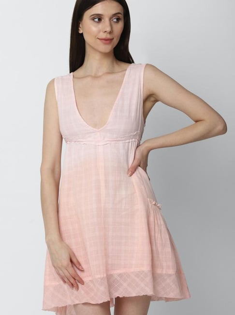 Forever 21 Light Pink Regular Fit A Line Dress Price in India
