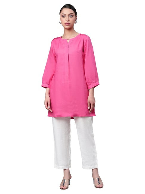 Buy Linen Club Woman Pink Straight Kurti for Women's Online @ Tata CLiQ