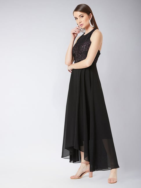 missy empire black lace dress Marlene Black Flared Lace Maxi Dress, S / Black