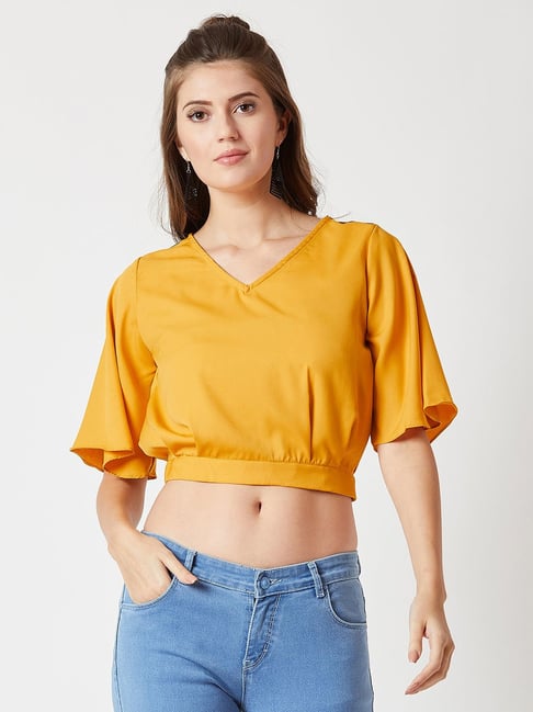 Mustard hotsell crop hoodie