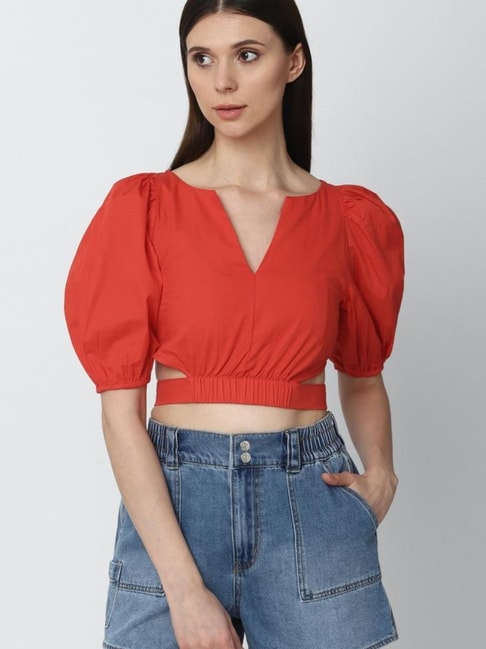 Forever 21 Red Regular Fit Top Price in India