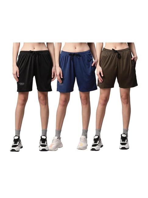 Vimal Jonney Multicolor Logo Sports Shorts (Pack of 3)-picture-24