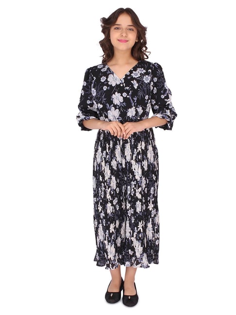 Cutecumber Kids Black Floral Print Jumpsuit