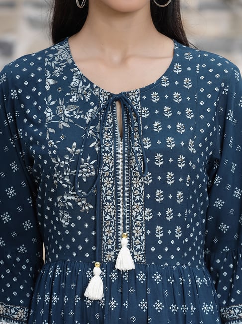 Buy Juniper Blue Printed A-Line Dress for Women Online @ Tata CLiQ