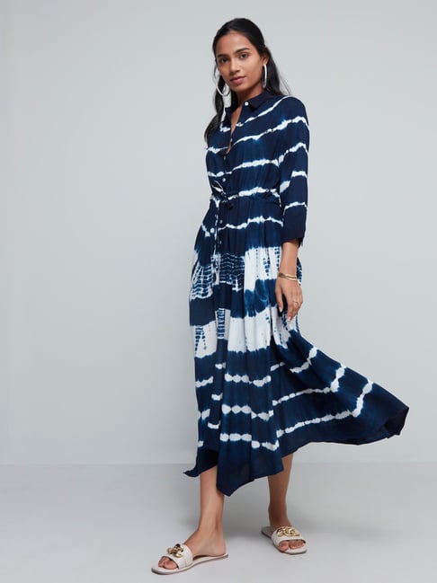 LOV by Westside Indigo Tie-Dye Patterned Ava Dress Price in India