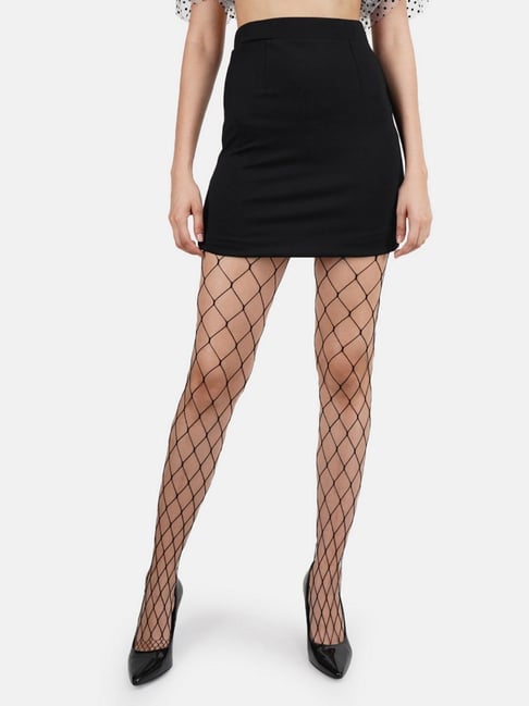 NEXT SKIN Black Self Print Stockings