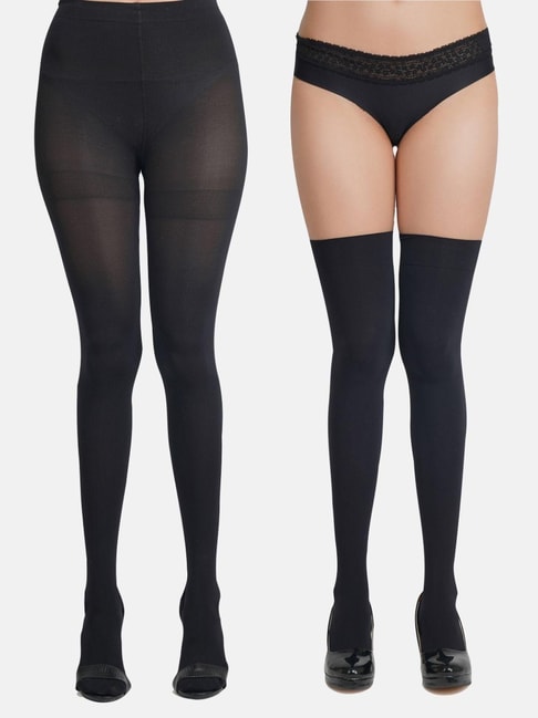 Buy NEXT 2 SKIN Black Stockings (Pack of 2) for Women Online @ Tata CLiQ