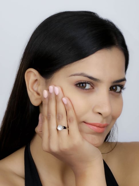 Buy KHAMSAH AR FASHION Off-White Pearl Ring for Women Stone Studded Online  at Best Prices in India - JioMart.