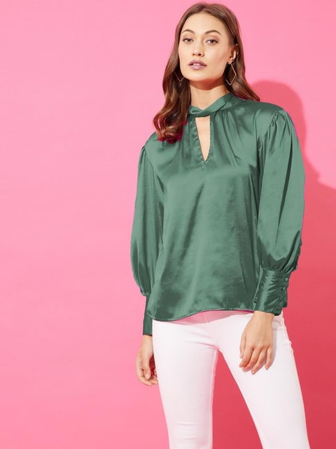 Anvi Be Yourself Green Regular Fit Top Price in India