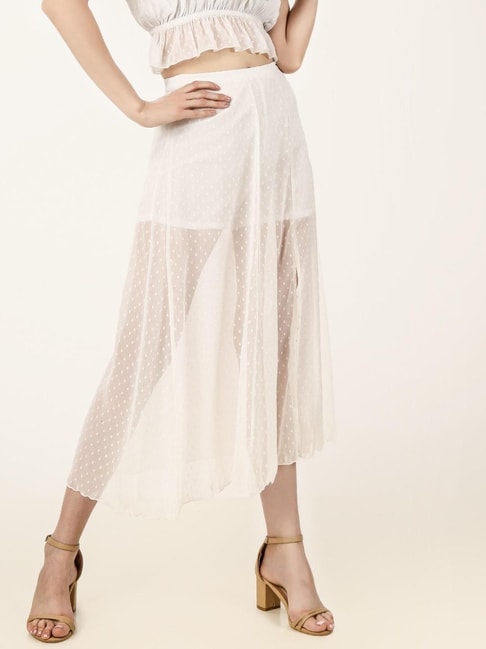 Anvi Be Yourself White Self Print Skirt Price in India