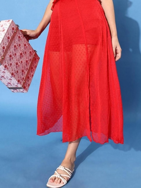 Anvi Be Yourself Red Self Print Skirt Price in India