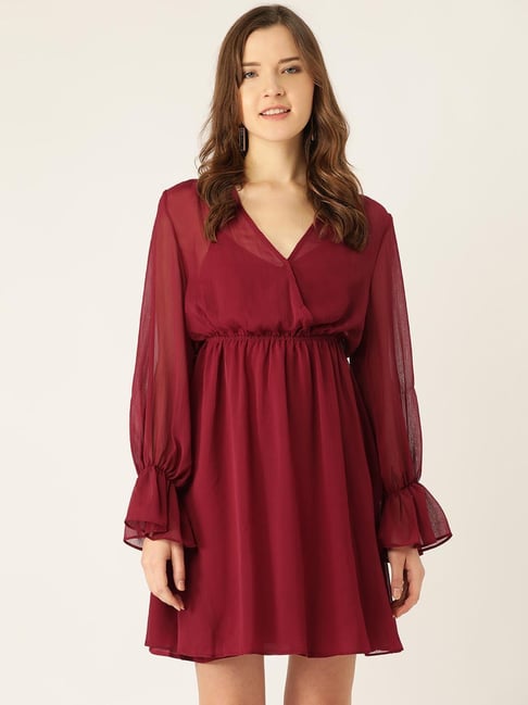 Anvi Be Yourself Maroon Regular Fit Dress Price in India