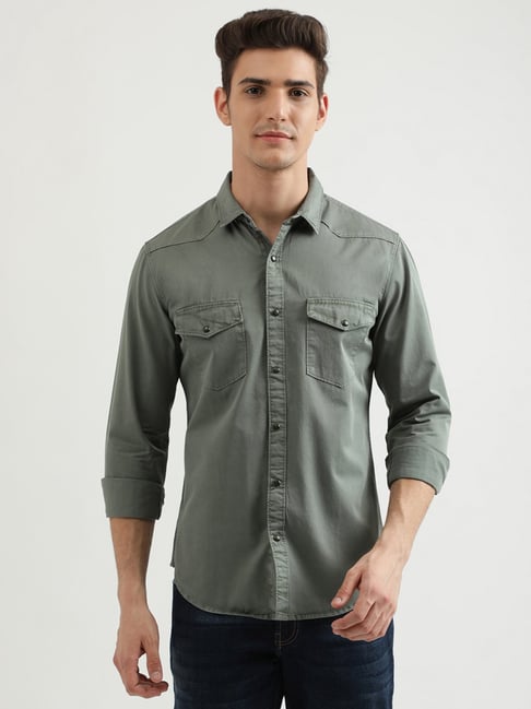 United Colors of Benetton Olive Slim Fit Shirt