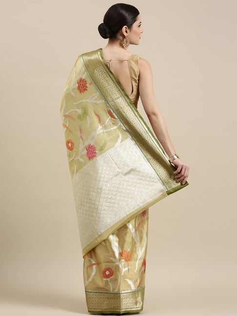 Buy Banarasi Silk Works Green Silk Woven Saree With Unstitched Blouse for  Women Online @ Tata CLiQ