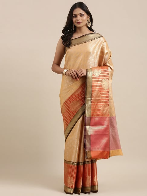Banarasi Silk Works Beige Silk Woven Saree With Unstitched Blouse-picture-36
