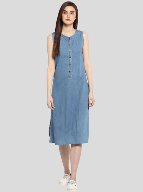 StyleStone Blue Regular Fit Midi Dress Price in India