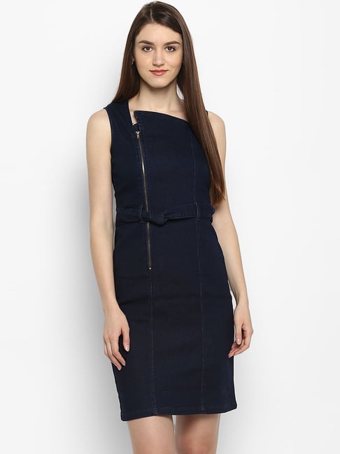 StyleStone Dark Blue Regular Fit Bodycon Dress Price in India