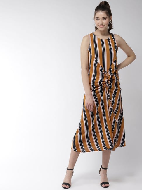 StyleStone Multicolor Striped Midi Dress Price in India