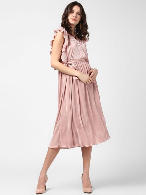 StyleStone Metallic Pink Regular Fit & Flare Dress Price in India