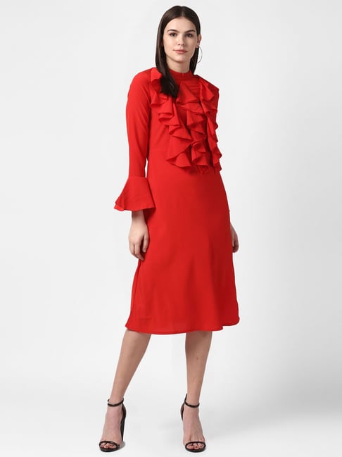 StyleStone Red Regular Fit A Line Dress Price in India