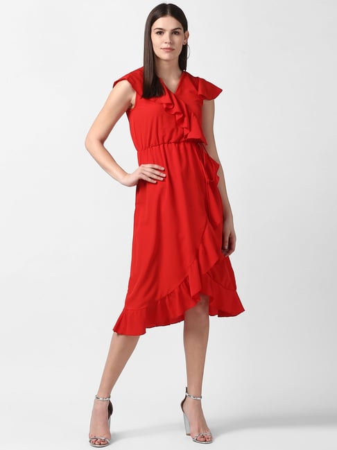 StyleStone Red Regular Fit & Flare Dress Price in India