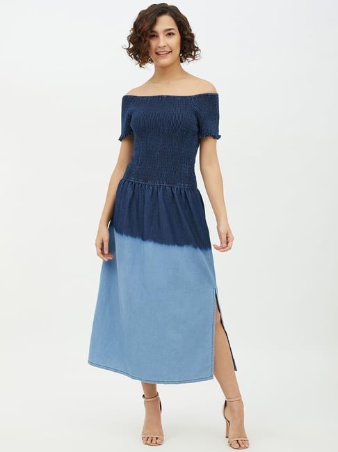 StyleStone Blue Regular Fit & Flare Dress Price in India