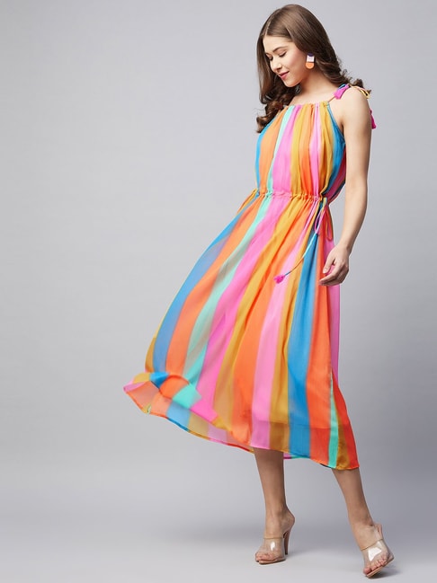 Art Silk Multi Colour Floral Print Designer Gown