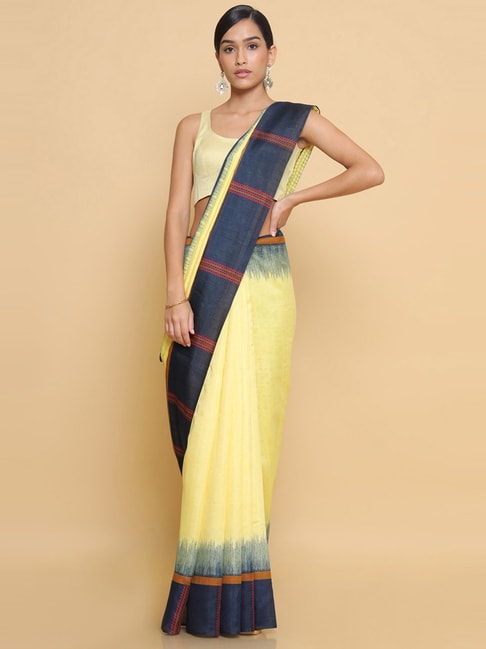 Soch Yellow Saree With Unstitched Blouse Price in India