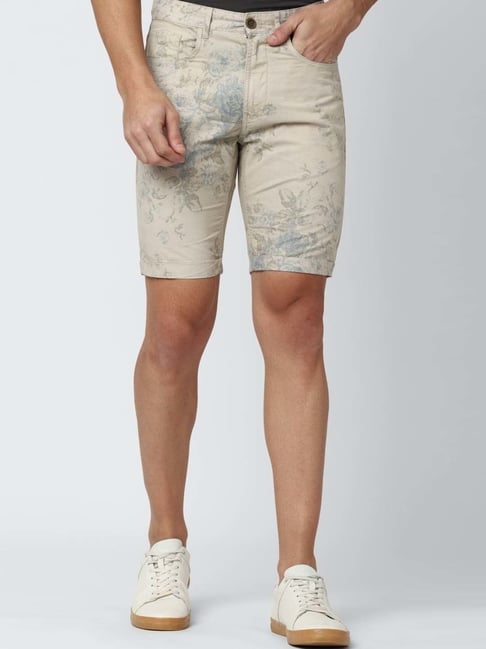 Peter England Beige Cotton Regular Fit Printed Shorts-picture-43