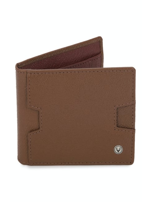 Buy Allen Solly Brown Textured Leather Bi Fold Wallet for Men at