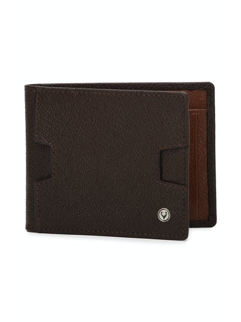 Allen Solly Brown Textured Leather Bi-Fold Wallet for Men