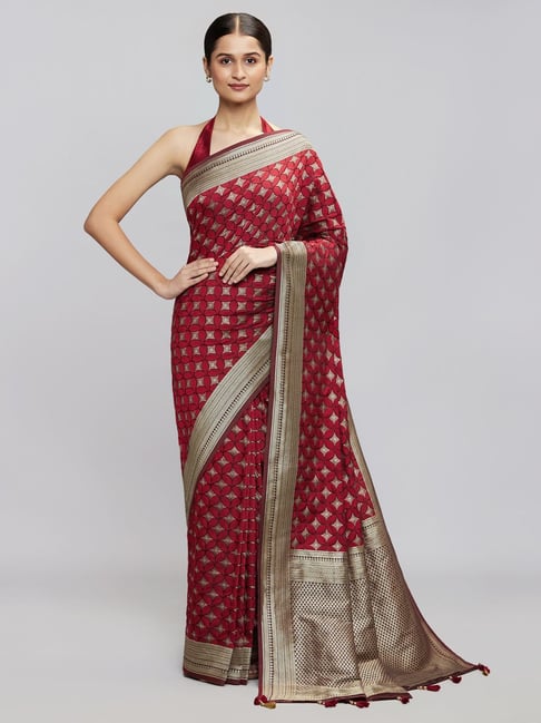 Navyasa By Liva Red Woven Saree Price in India