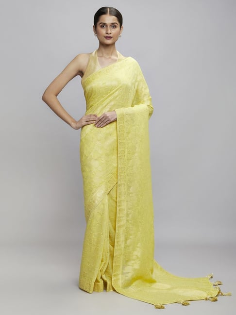 Navyasa By Liva Yellow Woven Saree Price in India