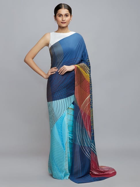 Navyasa By Liva Blue Printed Saree Price in India