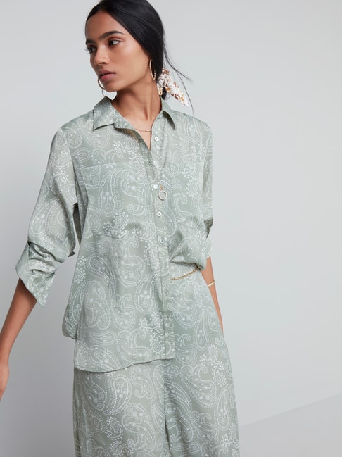 LOV by Westside Sage Paisley Design High-Low Shirt Price in India