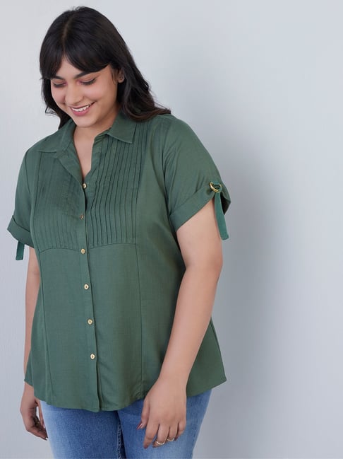 Gia Curves by Westside Green Allen Shirt Price in India