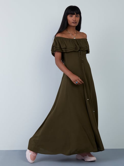 Nuon by Westside Olive Bardot Dibella Dress Price in India