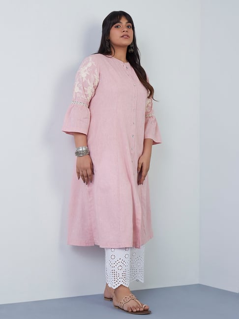 Diza Curves by Westside Pink Embroidered A-Line Kurta Price in India