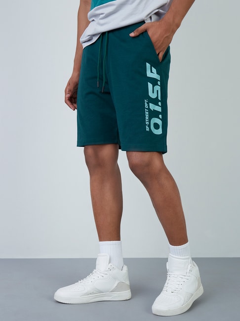 Buy Studiofit by Westside Emerald Green Relaxed-Fit Shorts for Online ...