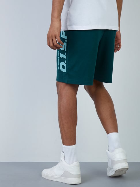 Buy Studiofit by Westside Emerald Green RelaxedFit Shorts for Online
