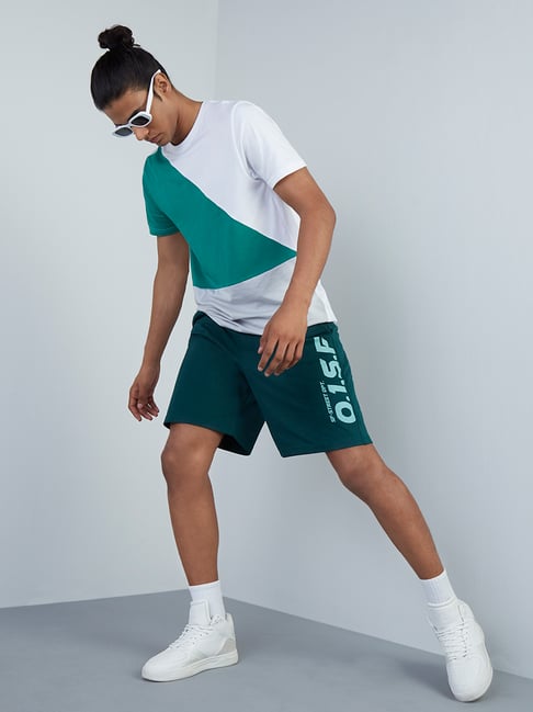 Buy Studiofit by Westside Emerald Green RelaxedFit Shorts for Online