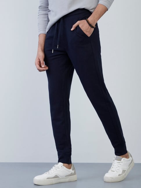 Navy Jersey Cuffed Joggers | New Look