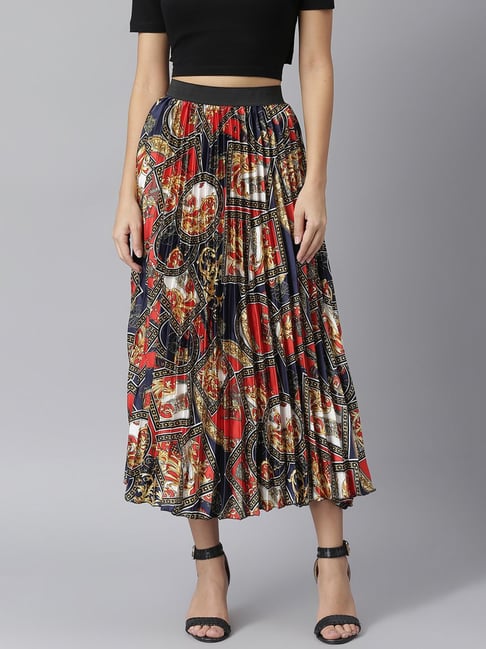 StyleStone Multicolor Printed Pleated Skirt Price in India