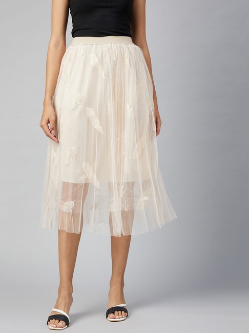 StyleStone Beige Embroidered Skirt Price in India