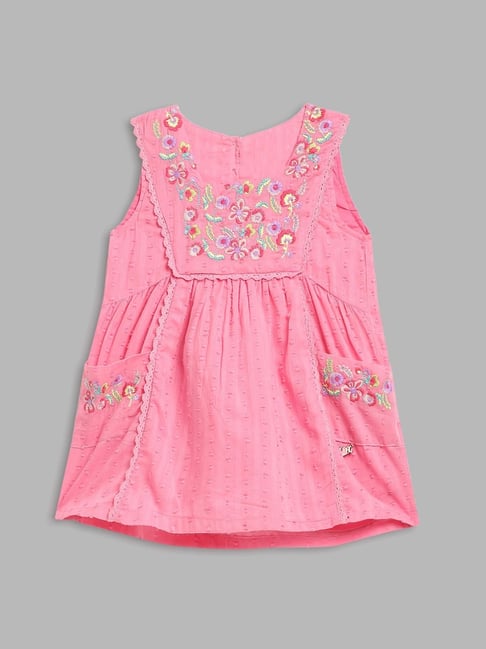 Blue Giraffe Kids Pink Cotton Embroidered Dress-picture-38
