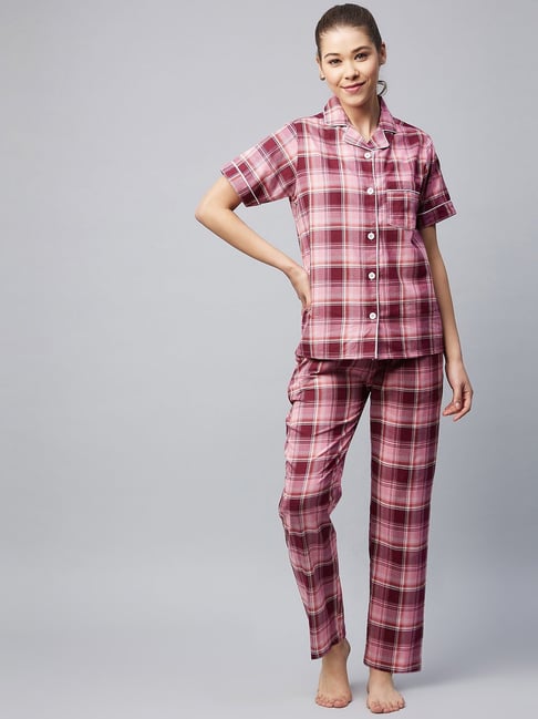 StyleStone Maroon Checks Shirt With Pyjamas-picture-10