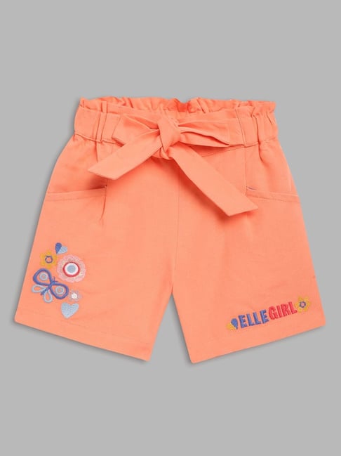 Elle Kids Orange Cotton Shorts