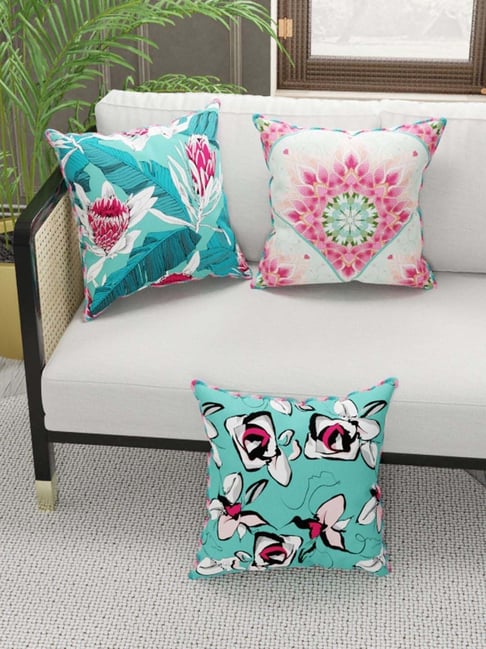 Bianca Suzane Teal Green Microfibre Cushion Cover - Set of 3-image-2