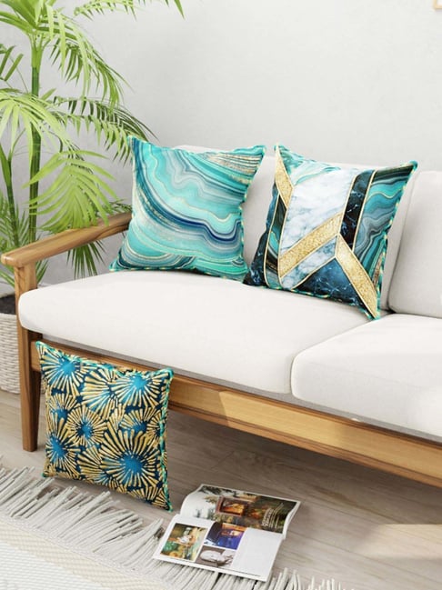 Bianca Suzane Teal Green Microfibre Cushion Cover - Set of 3-image-3
